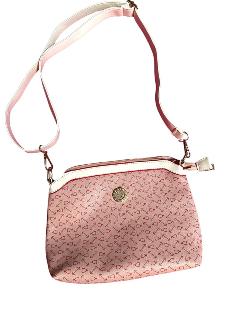 Pink & white cross body bag